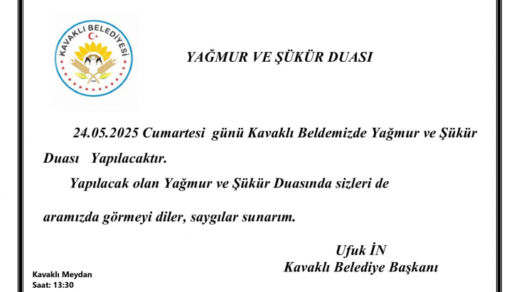 Yağmur ve Şükür Duası